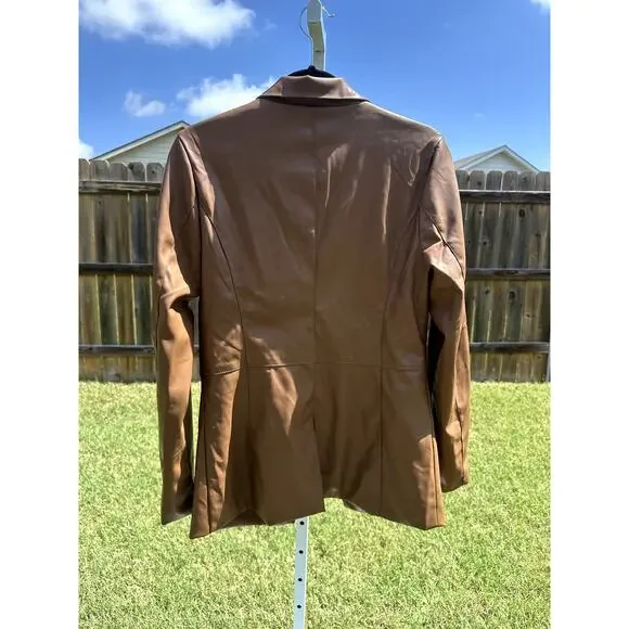 Laundry by Shelli Segal Pleather Brown Jacket Size Medium - Picture 2 of 5